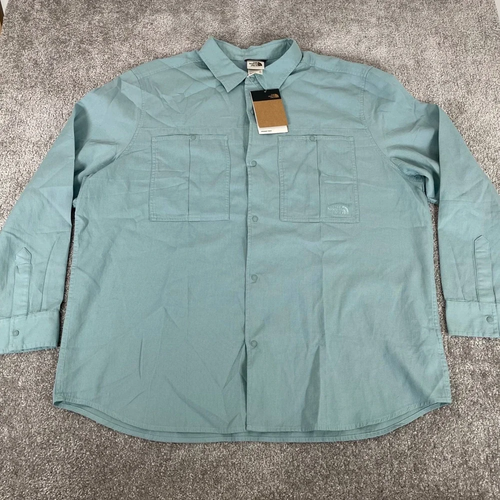 North Face Button Up Shirt Mens XXL Vented Pockets Utility Lightweight Travel